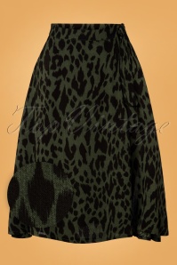 Banned Retro - Lea Leopard Wrap Skirt Années 50 en Vert