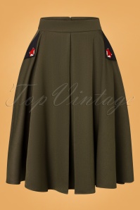 Banned Retro - 50s Foxy Swing Skirt in Khaki