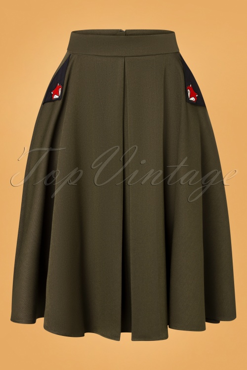 Banned Retro - Foxy swing rok in khaki