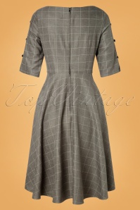 Banned Retro - 40s Lady Check Swing Dress in Grey 2