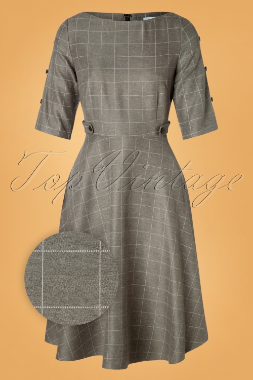 Banned Retro - Lady geruite swing jurk in grijs