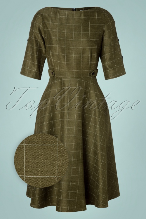 Banned Retro - 40s Lady Check Swing Dress in Green