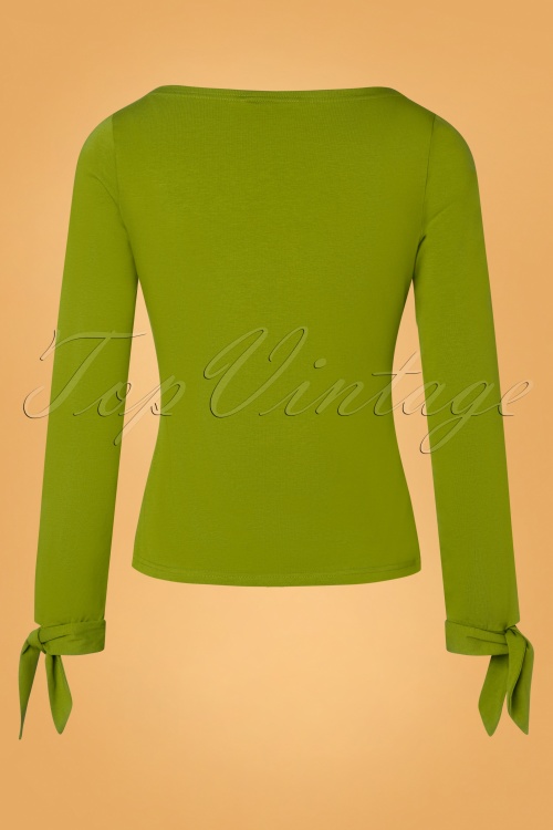Banned Retro - 50s Babette Bow Top in Olive 2