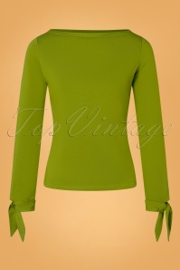 Banned Retro - 50s Babette Bow Top in Olive