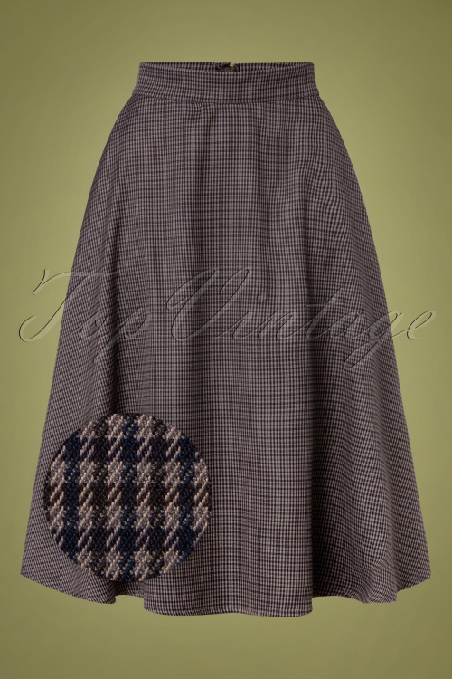 Banned Retro - 40s Cute Check Mate Swing Skirt in Grey
