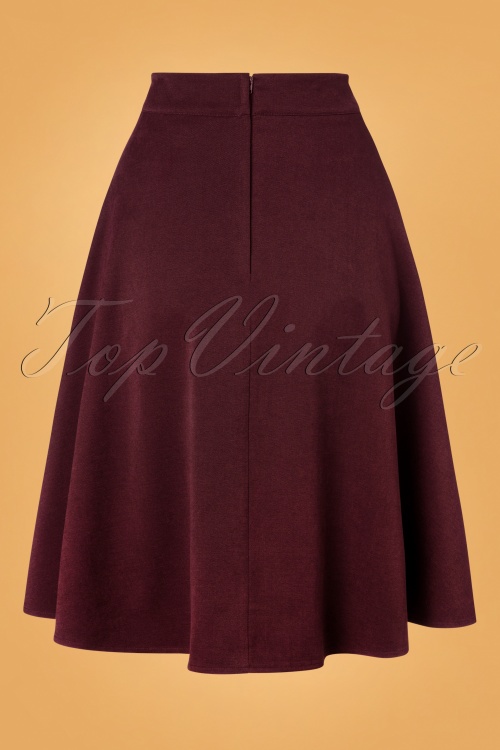 Banned Retro - Sophisticated lady swing rok in aubergine 2