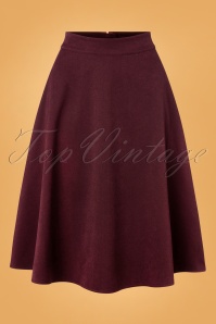 Banned Retro - Sophisticated lady swing rok in aubergine