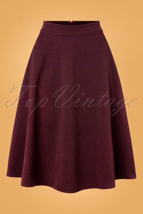 Banned Retro - Sophisticated lady swing rok in aubergine