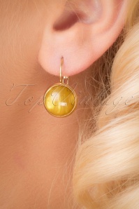 Urban Hippies - 60s Goldplated Dot Earrings in Chartreuse Yellow
