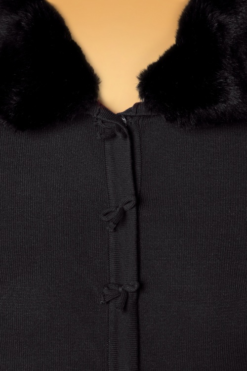 Banned Retro - 40s April Fluffy Bow Cardigan in Black 3