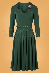 Miss Candyfloss - Exclusief bij Topvintage ~ Penny-Lee swing jurk in smaragd