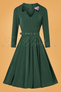 Miss Candyfloss - Exclusief bij Topvintage ~ Penny-Lee swing jurk in smaragd 2