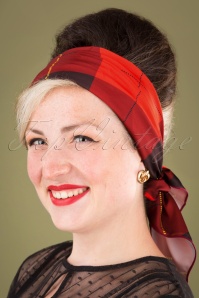 Unique Vintage - 50s Plaid Hair Scarf in Red