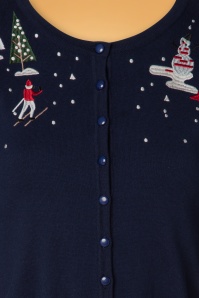 Banned Retro - 50s Christmas Town Cardigan in Navy 3