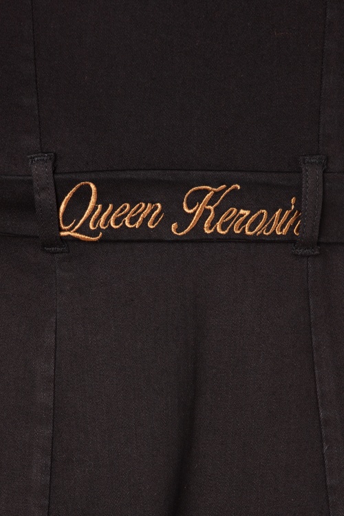 Queen Kerosin - Workers denim swing jurk in zwart 5