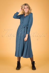 Pretty Vacant - Lulu Dots Maxi Dress Années 60 en Bleu