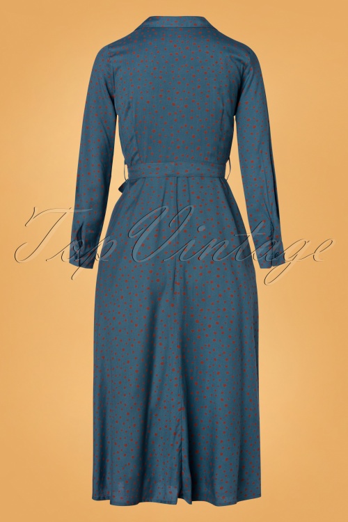 Pretty Vacant - Lulu Dots Maxi Dress Années 60 en Bleu 3