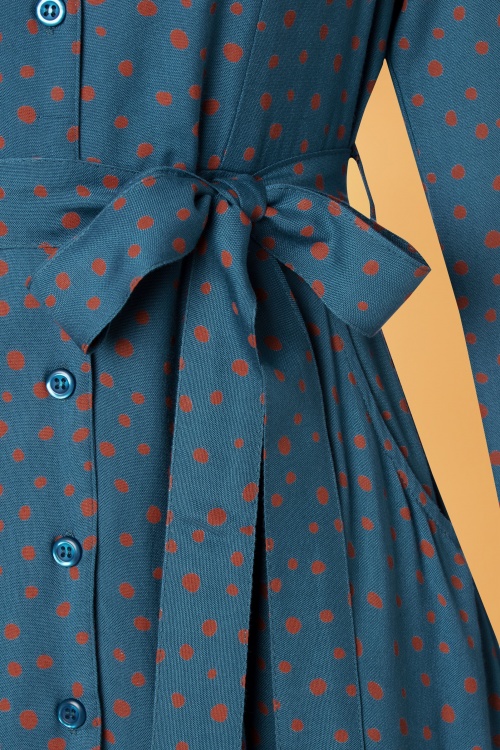 Pretty Vacant - 60s Lulu Dots Maxi Dress in Blue 4