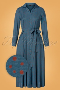 Pretty Vacant - Lulu Dots Maxi Dress Années 60 en Bleu 2