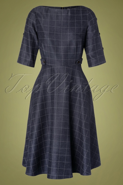 Banned Retro - 40s Classic Utility Swing Dress in Navy