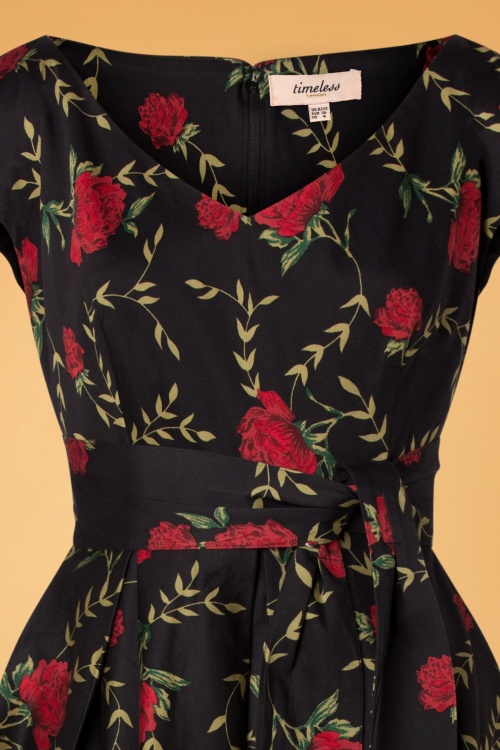 Timeless - 50s Stacey Roses Swing Dress in Black 3