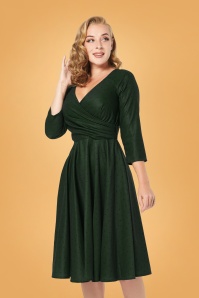 Timeless - 50s Genevieve Polkadot Swing Dress in Green
