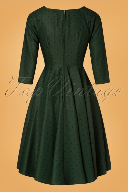 Timeless - Genevieve polkadot swing jurk in groen 4