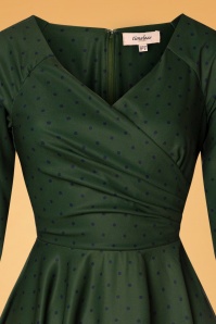 Timeless - 50s Genevieve Polkadot Swing Dress in Green 3