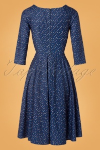 Timeless - 50s Lottie Cherry Swing Dress in Blue 5