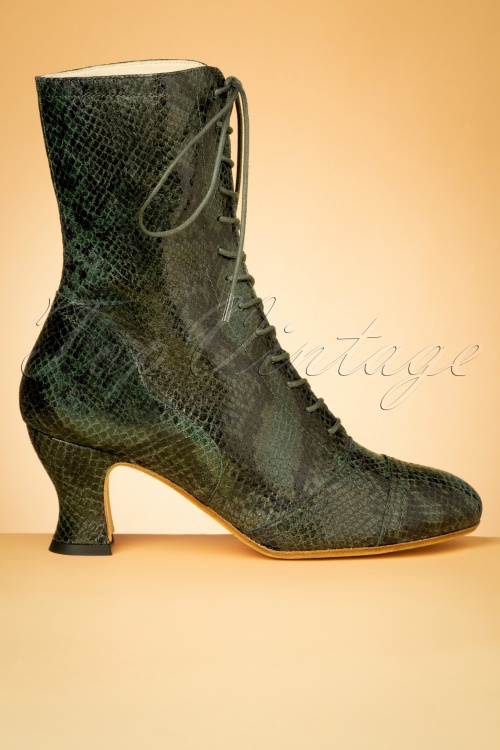 green leather booties