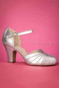 Miss L-Fire - 40s Amber Mary Jane Pumps in Silver 2