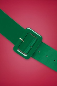 Collectif Clothing - 50s Sally Patent Plain Belt in Green 2