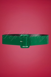 Collectif Clothing - 50s Sally Patent Plain Belt in Green