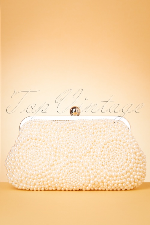 Collectif Clothing - 50s Olla Pearl Clutch in Ivory 4