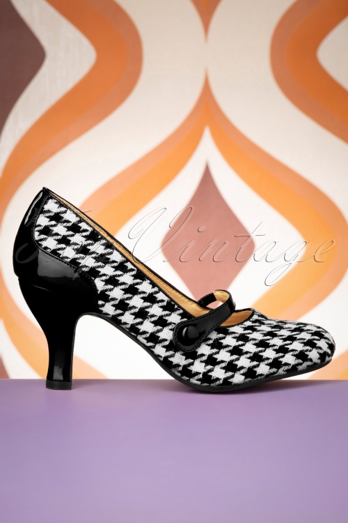 Banned Retro - Gene Houndstooth Pumps Années 50 en Noir et Blanc