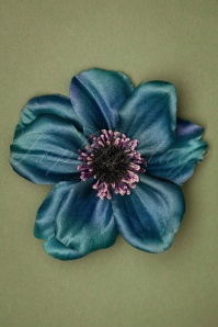 Lady Luck's Boutique - Schöne Anemonen-Haarspange in Blaugrün 2