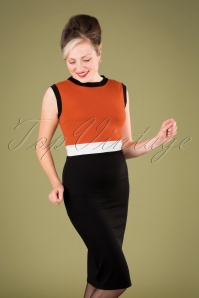 Vintage Chic for Topvintage - 60s Bionda Pencil Dress in Black and Cinnamon