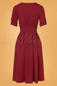 Bright and Beautiful - Clementine Plain Swing Dress Années 50 en Rouge Profond 4