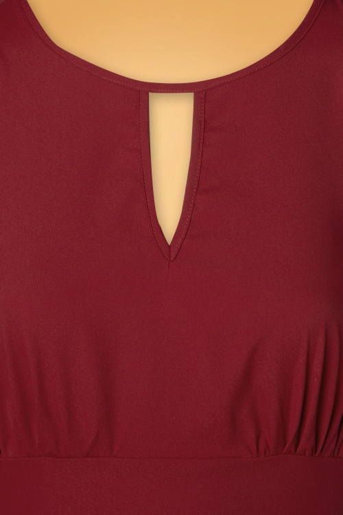 Bright and Beautiful - 50s Clementine Plain Swing Dress in Dark Red 3