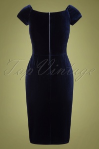 Vintage Chic for Topvintage - Glenda Velvet Pencil Dress Années 50 en Bleu Marine 5
