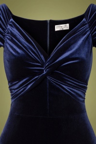 Vintage Chic for Topvintage - Glenda Velvet Pencil Dress Années 50 en Bleu Marine 3