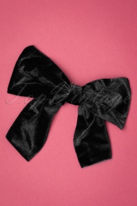 Collectif Clothing - 50s Lisette Velvet Bow Clip in Black