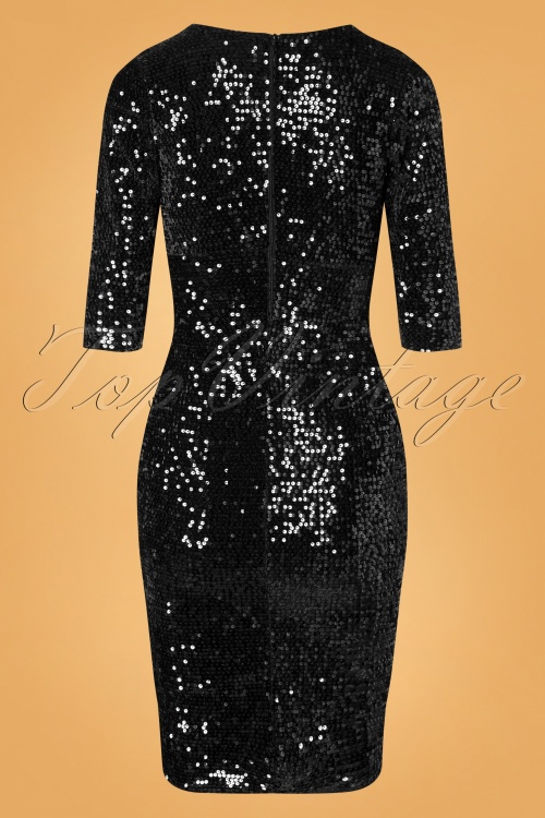 Vintage Chic for Topvintage - 50s Saskia Sequin Pencil Dress in Black Velvet 5