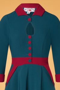 Miss Candyfloss - 50s Modesty Bo Swing Dress in Petrol and Red 4