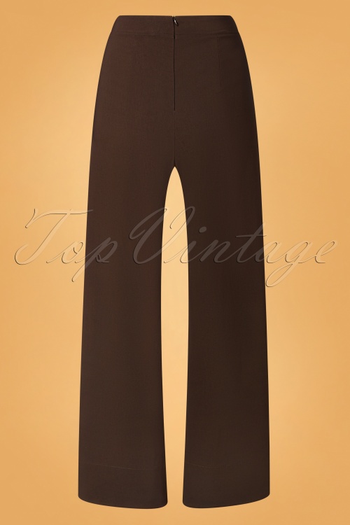 Vintage Chic for Topvintage - 40s Viola Wide Trousers in Chocolate Brown 2