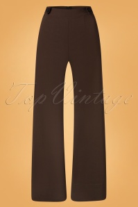 Vintage Chic for Topvintage - Viola Wide Trousers Années 40 en Chocolat