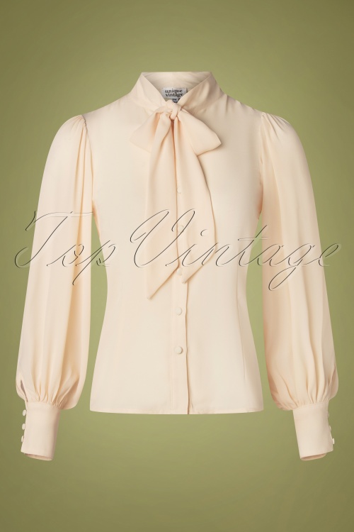 Unique Vintage - Gwen blouse in crème 2