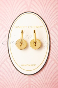 Sweet Cherry - Artsy Art Deco Earrings Années 50 en Menthe et Doré 3