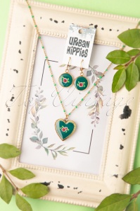 Urban Hippies - 50s I'll Keep You in My Heart Gold Plated Medallion in Pine Green 6