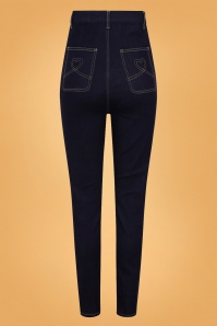 Collectif Clothing - Lulu Skinny Jeans Années 50 en Bleu Marine 3